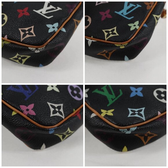 LOUIS VUITTON Multicolor Pochette Accessoires Pouch Black M92648 LV Auth 133185V - Picture 14 of 16